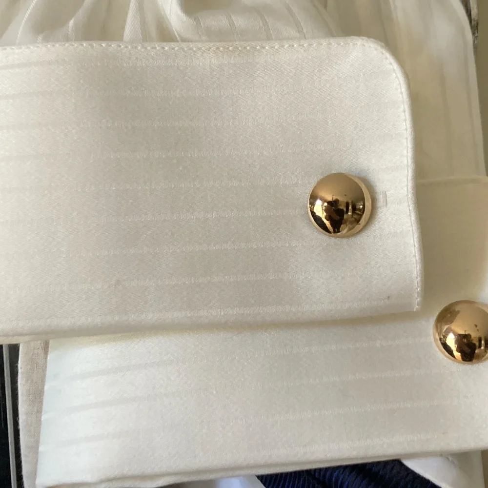 Vintage Gold Tone Tuxedo Dress Set Cufflinks & Studs Mid Century Minimalist
